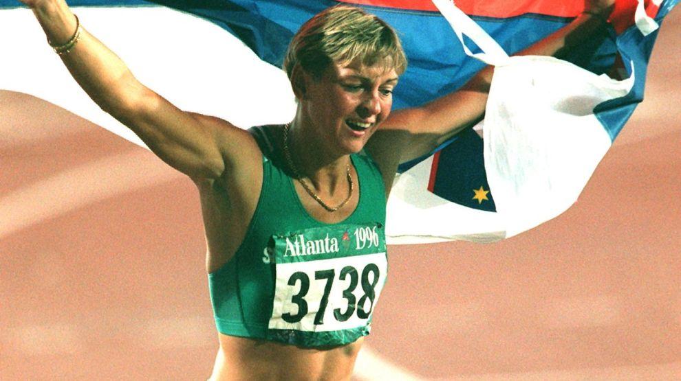 Brigita Bukovec - druga na 100 m ovire na olimpijskih igrah leta 1996.